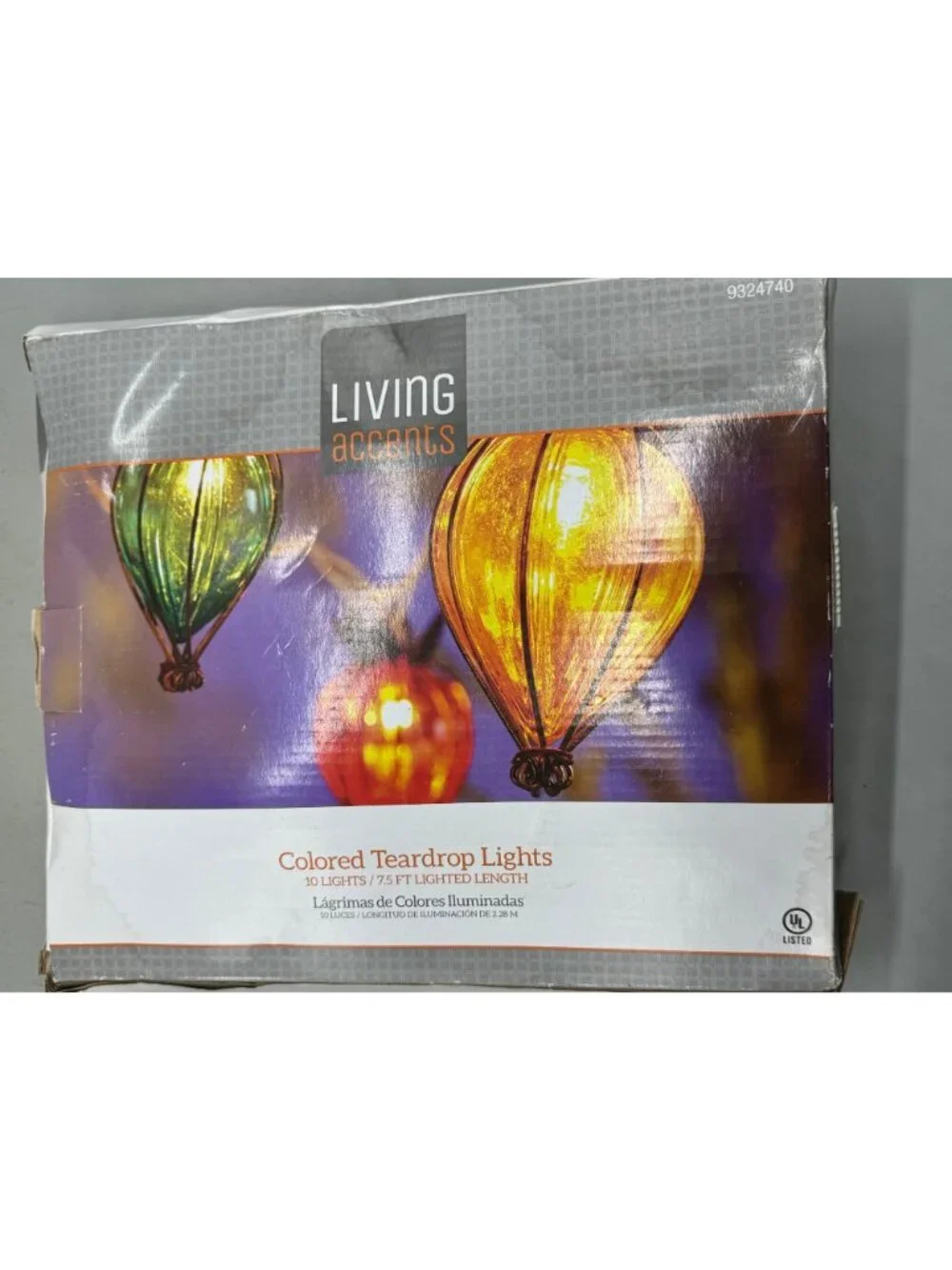 Colored Teardrop Lights By Living Accents 10 Lights 7.5 Ft Lighted Length READ